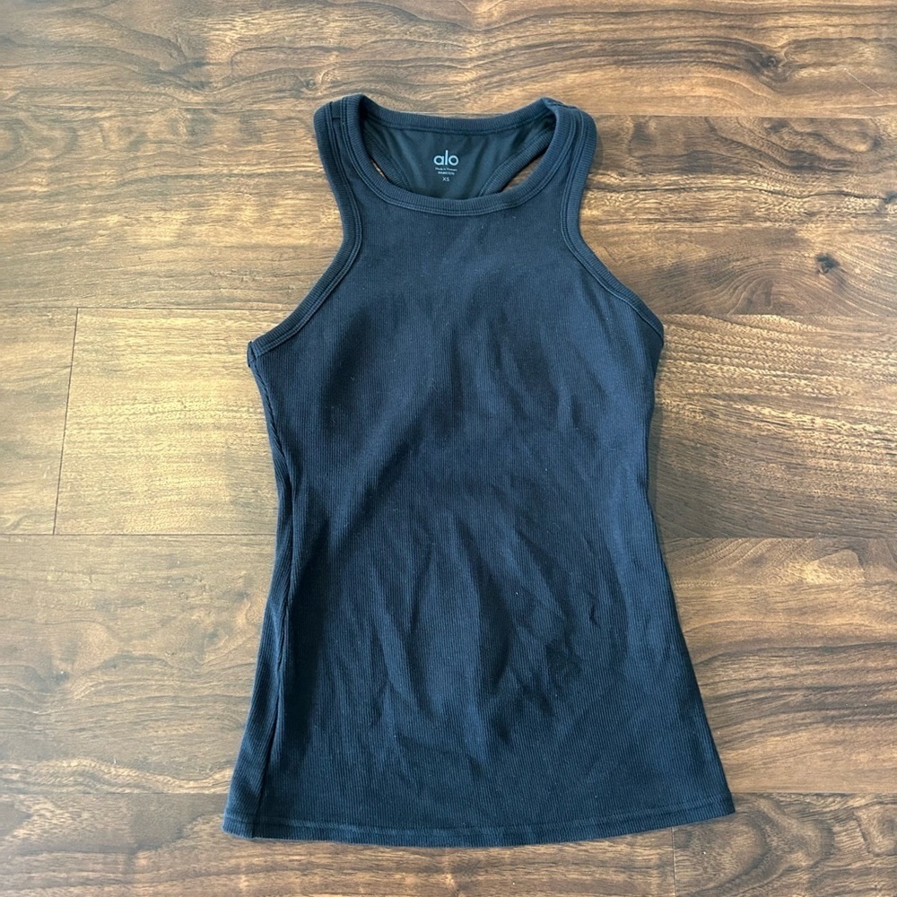 Alo Yoga Ribbed Aspire Full Length Tank 
Black 
Size XS